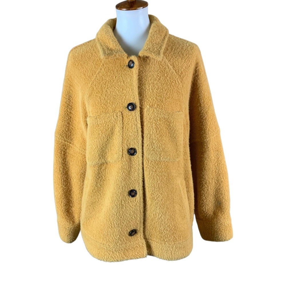 Greylin Mustard‎ Yellow Boucle Button Front Jacket XL Cozy Fall Shacket Style